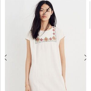 Madewell Embroidered Pinon Dress in White Size Medium